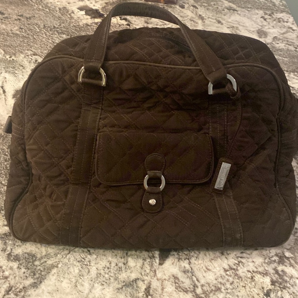 Vera Bradley brown quilted weekender